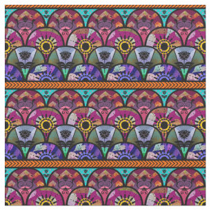 Boho Beauty, Paars, Aqua, Violet, Herhaal Patroon Stof