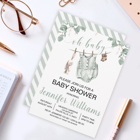 Boho bébé vêtements baby shower invitation