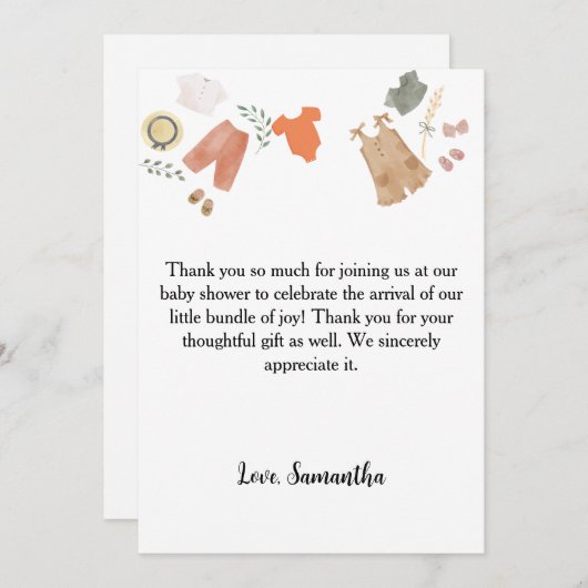 Boho bébé vêtements merci baby shower (Devant / Derrière)