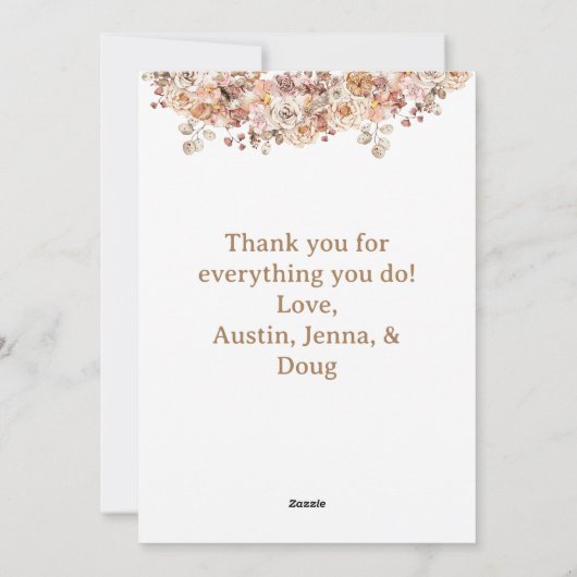 Boho Bee Waterverf Floral Custom Moederdag Feestdagenkaart (Achterkant)