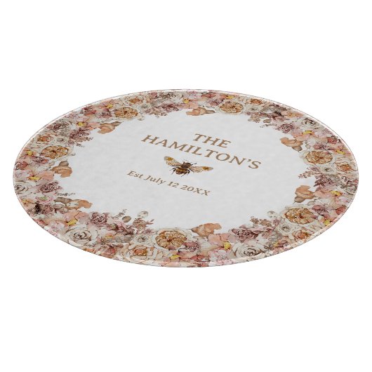 Boho Bee Waterverf Floral Custom Snijplank (Hoek)