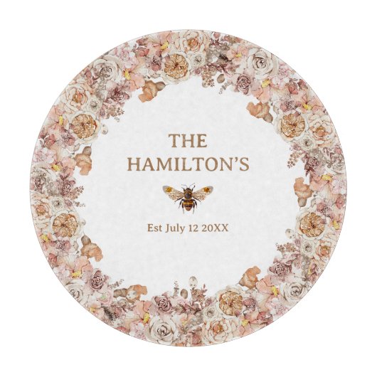 Boho Bee Waterverf Floral Custom Snijplank (Voorkant)