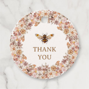 Boho Bee Waterverf Wilde bloem Eerste Dag van de B Bedankjes Labels