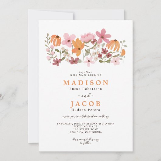 Boho beemdwei initialen bruiloft kaart (Voorkant)