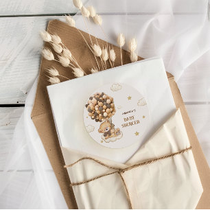 Boho Beer Baby shower Beige Tan Ronde Sticker