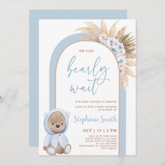 Boho Beer Baby shower Boy Invitation Kaart (Voorkant / Achterkant)