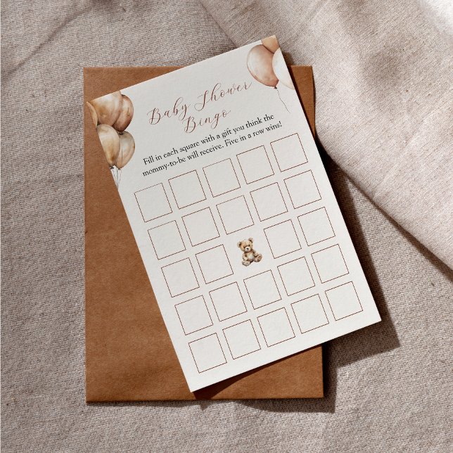 Boho Beer ballon Baby shower Bigo spel (Boho Bear Balloon Baby Shower Bigo Game)