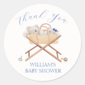 Boho Beer Bassinet Speelgoed Boy Baby shower Ronde Sticker (Voorkant)