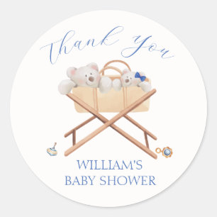 Boho Beer Bassinet Speelgoed Boy Baby shower Ronde Sticker