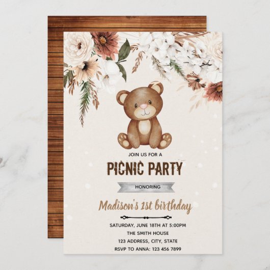 Boho beer douche picknick uitnodiging (Voorkant / Achterkant)