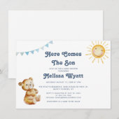 Boho Beer Hier komt de Son Boy Baby shower Kaart (Voorkant / Achterkant)