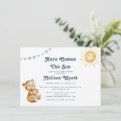 Boho Beer Hier komt de Son Boy Baby shower Kaart (Staand voorkant)
