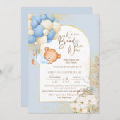 Boho Beer Moderne botanische baby shower Kaart (Voorkant / Achterkant)