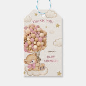 Boho Beer roze ballon Baby shower dank u Cadeaulabel (Voorkant)