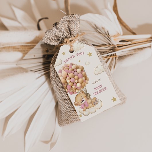 Boho Beer roze ballon Baby shower dank u Cadeaulabel