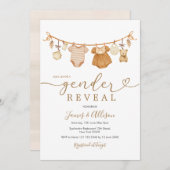 Boho Beer Rustic Baby Clothesline Genderonthulling Kaart (Voorkant / Achterkant)