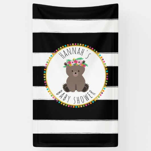 Boho Beer Stripes Baby shower Banner (Verticaal)