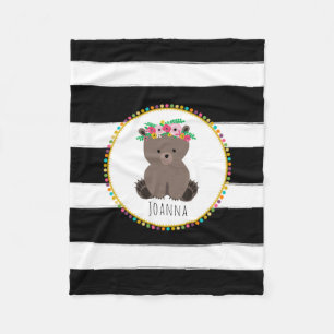 Boho Beer Stripes Girls Fleece Blanket Deken