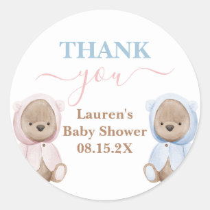 Boho Beer Twins Baby shower Round Sticker