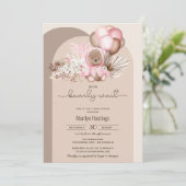 Boho Beer, We Kunnen Haast Niet Wachten Roze Baby Kaart (Staand voorkant)