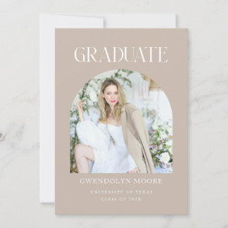 Boho Beige Arch Foto Afstuderen Aankondiging Kaart