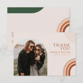 Boho beige Arch Wedding Flat Dank je wel Bedankkaart (Voorkant / Achterkant)