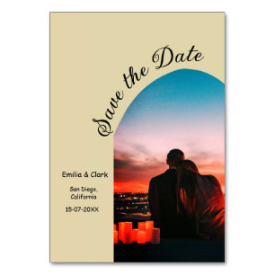 boho beige archief foto moderne QR save the date Kaart