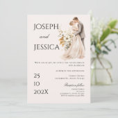 Boho beige avec marié et marié faire-part de maria (Debout devant)