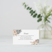 Boho Beige Bloemen Bruiloft Details Behuizing Kaar Informatiekaartje (Staand voorkant)