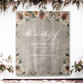 Boho Beige Bloemen Bruiloft Foto Booth Achtergrond Wandkleed
