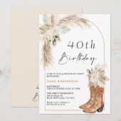 Boho Beige Bloemen Laarzen 40e Verjaardag Kaart (Voorkant / Achterkant)
