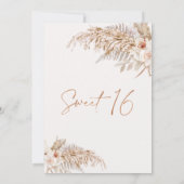 Boho Beige Bloemen Pampas Grass 16e Verjaardag Kaart (Achterkant)