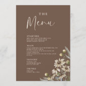 Boho Beige Botanische Trouwmenu Menu (Voorkant)
