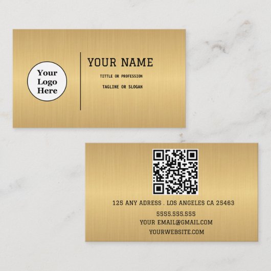 Boho Beige Calligrafie Script QR-code Visitekaartje (Voorkant / Achterkant)