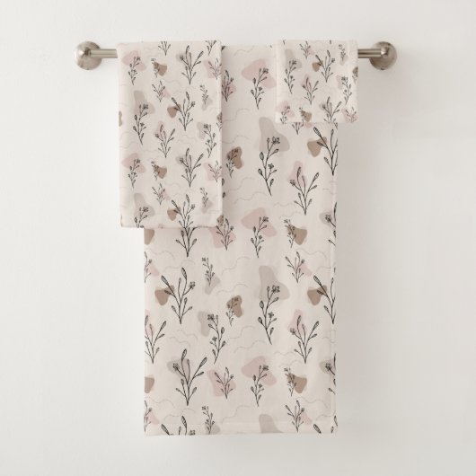 Boho Beige Crème Marron Rose Feuilles Formes Abstr (En situation)