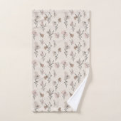 Boho Beige Crème Marron Rose Feuilles Formes Abstr (Serviette à main)