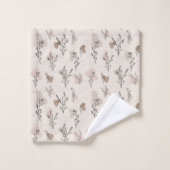 Boho Beige Crème Marron Rose Feuilles Formes Abstr (Gant de toilette)