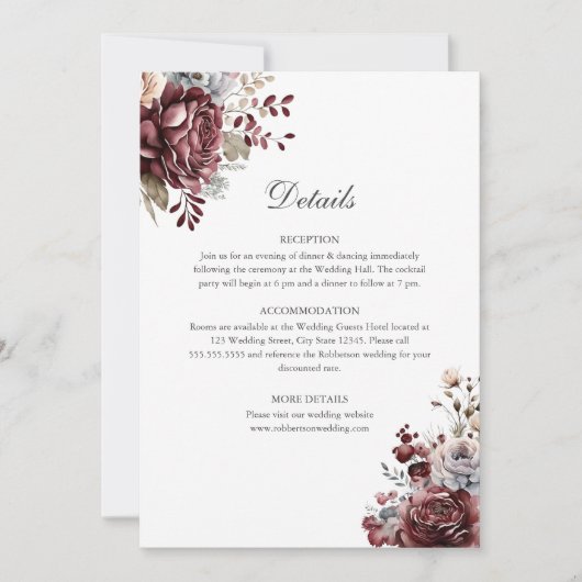 Boho Beige Détails du Mariage Insérer une carte (Devant)