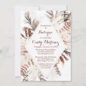 Boho beige doop uitnodiging voor meisje (Voorkant)