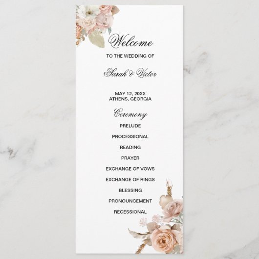 Boho Beige dubbelzijdige programmkaart Programma (Voorkant)