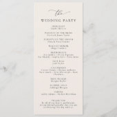 Boho Beige Elegante minimalistische bruiloft Programma (Achterkant)