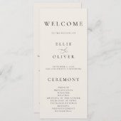 Boho Beige Elegante minimalistische bruiloft Programma (Voorkant / Achterkant)