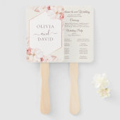 Boho Beige en Blush Roze Bloemen Bruiloft Programm Handwaaier (Voorkant en achterkant)