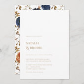 Boho Beige en Floral Wedding Invitation Kaart (Voorkant / Achterkant)