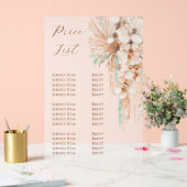 Boho Beige en Mint prijslijst Acryl Bord (Huwelijk)