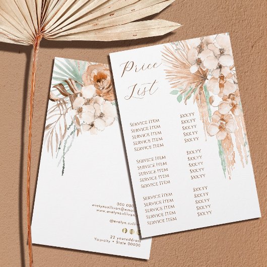 Boho Beige en Mint prijslijst Flyer