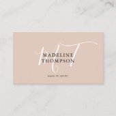 Boho Beige en White Script Calligrafie QR-code Visitekaartje (Voorkant)