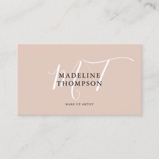 Boho Beige en White Script Calligrafie QR-code Visitekaartje (Voorkant)