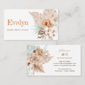 Boho beige et menthe carte de visite (Devant / Derrière)