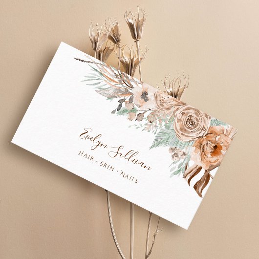 Boho beige et menthe carte de visite